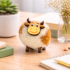 Handcrafted White Brown Cow Fridge Magnet