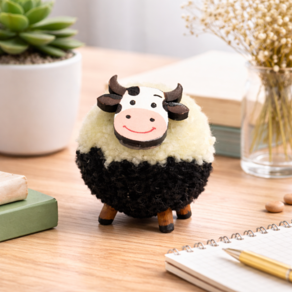 Handcrafted Black White Cow Fridge Magnet