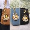 Handcrafted White Brown Cow Keychain Bag Charm