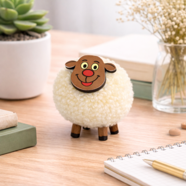 Handcrafted White Sheep Fridge Magnet