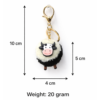 Handcrafted Black White Cow Keychain Bag Charm