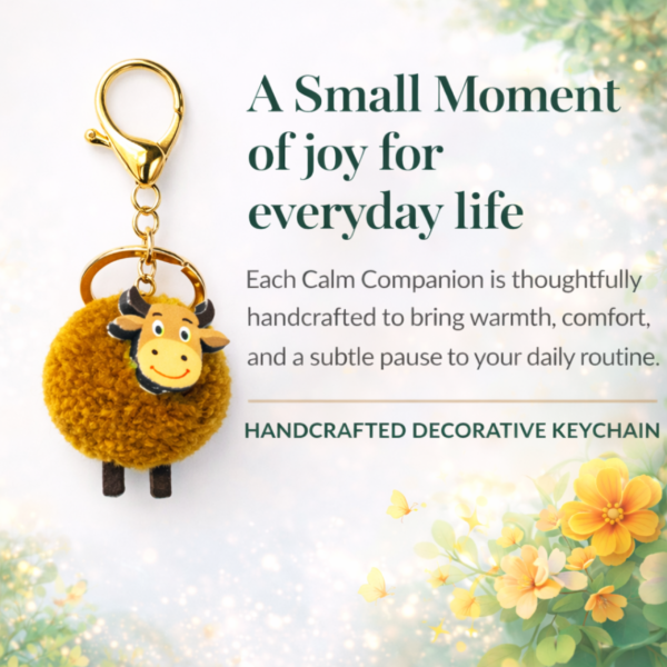 Handcrafted Brown Cow Keychain Bag Charm