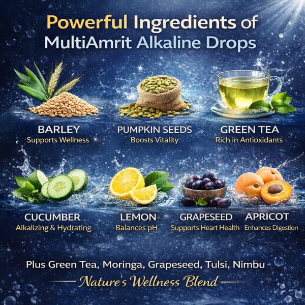 Powerful ingredients for natural wellness Multi Ammrit Alkaline Drops | Herbal Liquid Blend 100ml