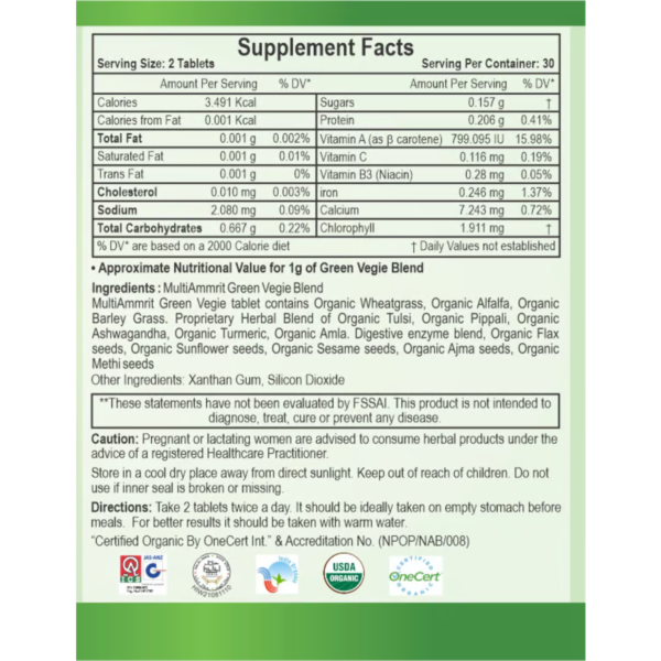 Green Veggie Tablets 60 Tablets | Multi Amrit