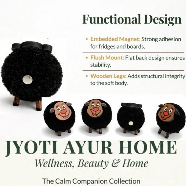 Functional-Design Handcrafted Black Sheep Fridge Magnet