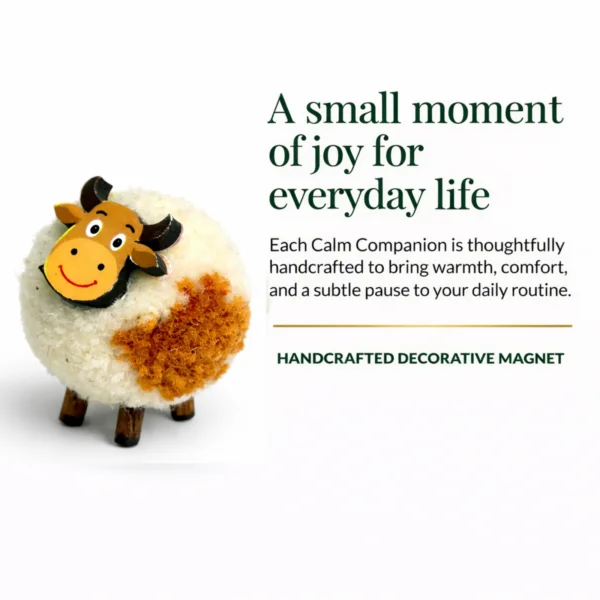Handcrafted White Brown Cow Fridge Magnet