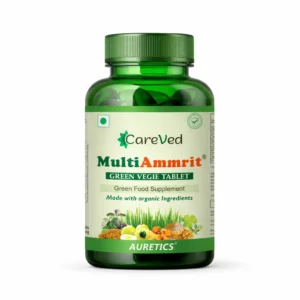 MultiAmmrit green vegie tablet bottle MultiAmmrit Green Vegie Tablet Ayurvedic green food supplement bottle on white background
